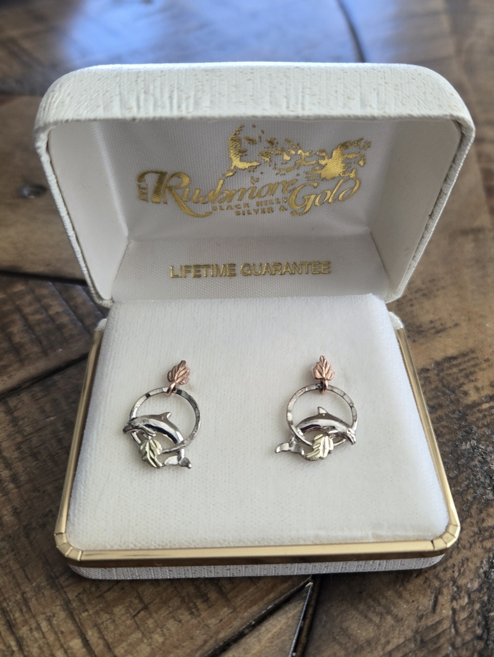 Rushmore Gold Two-Tone Dolphin Hoop Earrings - Rose & Silver